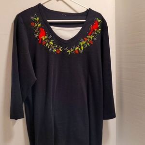 Cardinal embroidered design T